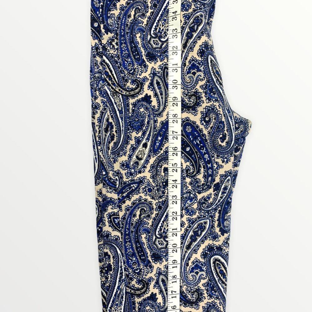 Diane Von Furstenberg Navy Blue Paisley Skinny Trouser Pants Size 6 - Picture 10 of 10